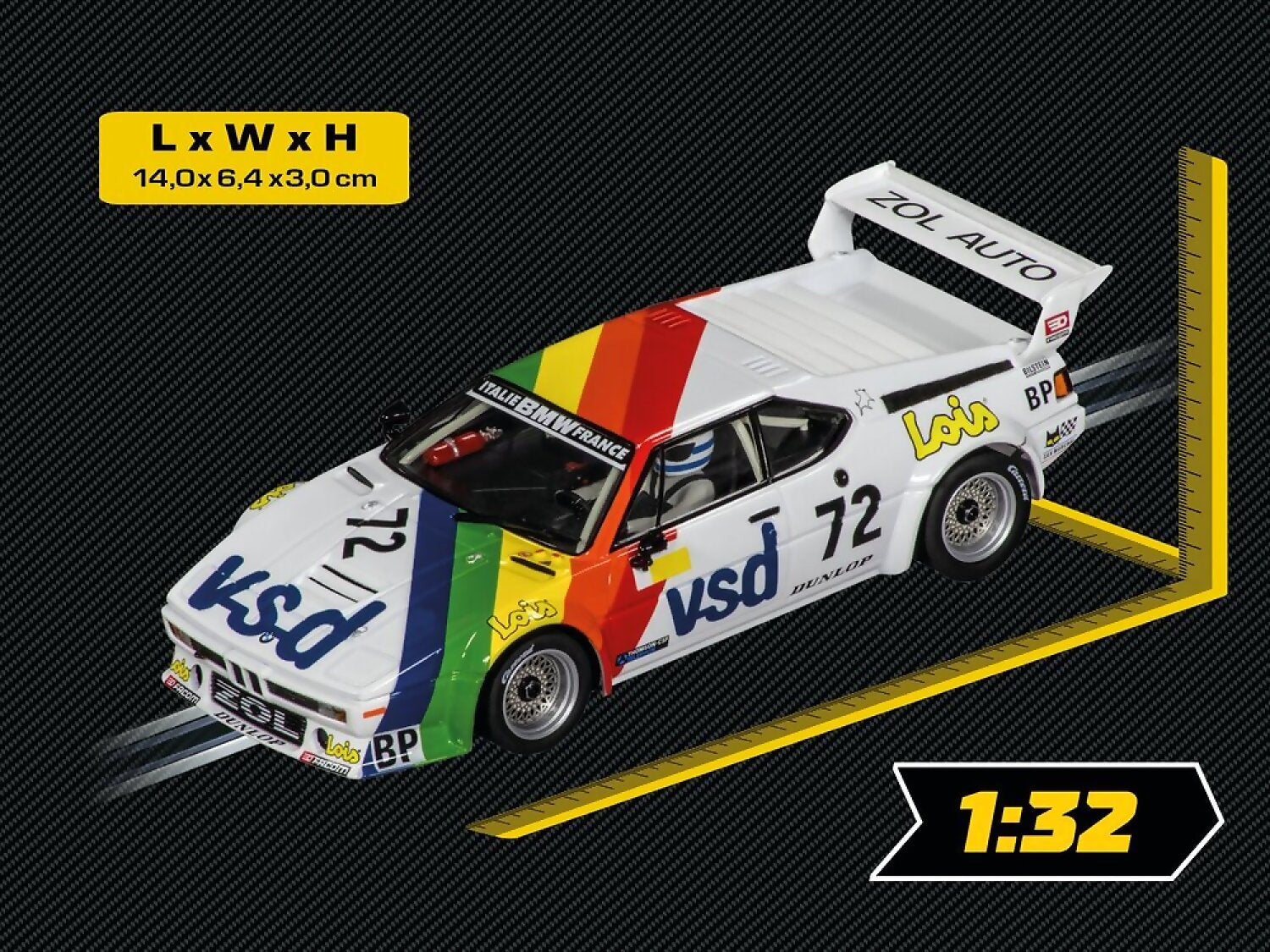 Carrera - Evolution 1:32 - Bmw M1 'bmw Zol auto No.72 24h 1981 Slot Car Also Suits Scalextric