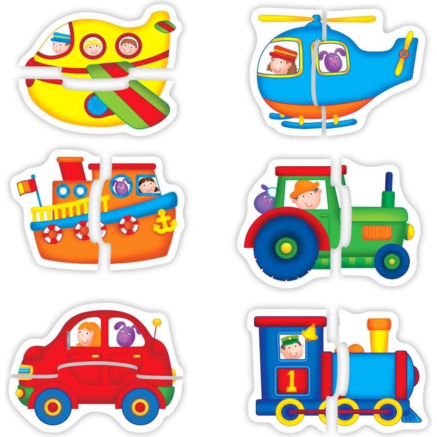 GALT - Transport Baby Jigsaw Puzzle - 6 Different Puzzles - 2 Pieces Each