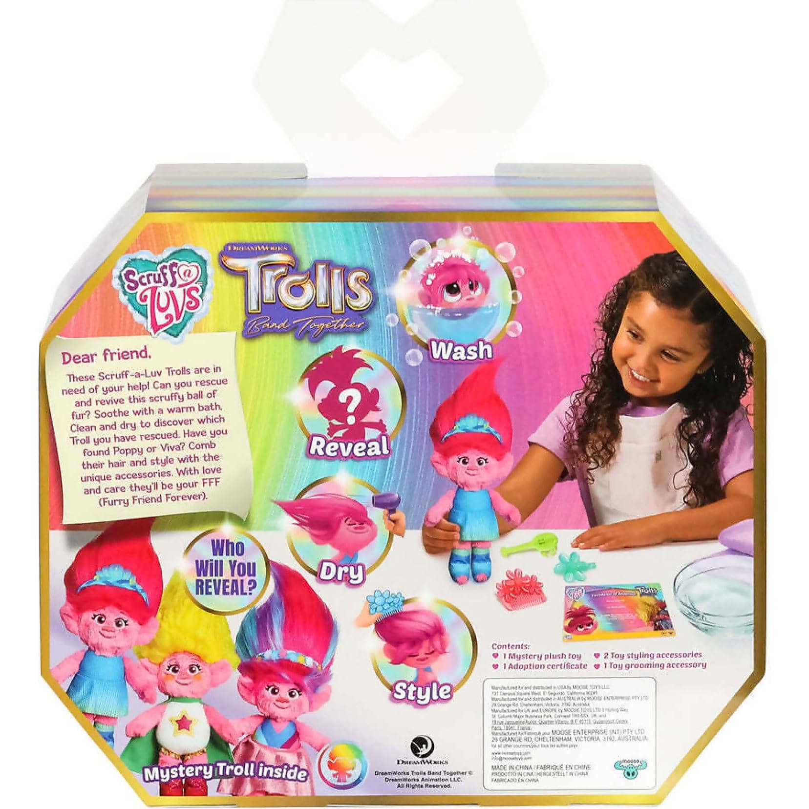 Little Live Pets - Scruff a Luvs Trolls Band Together Reveal. Wash Reveal And Style A Cute Plush Trolls Doll