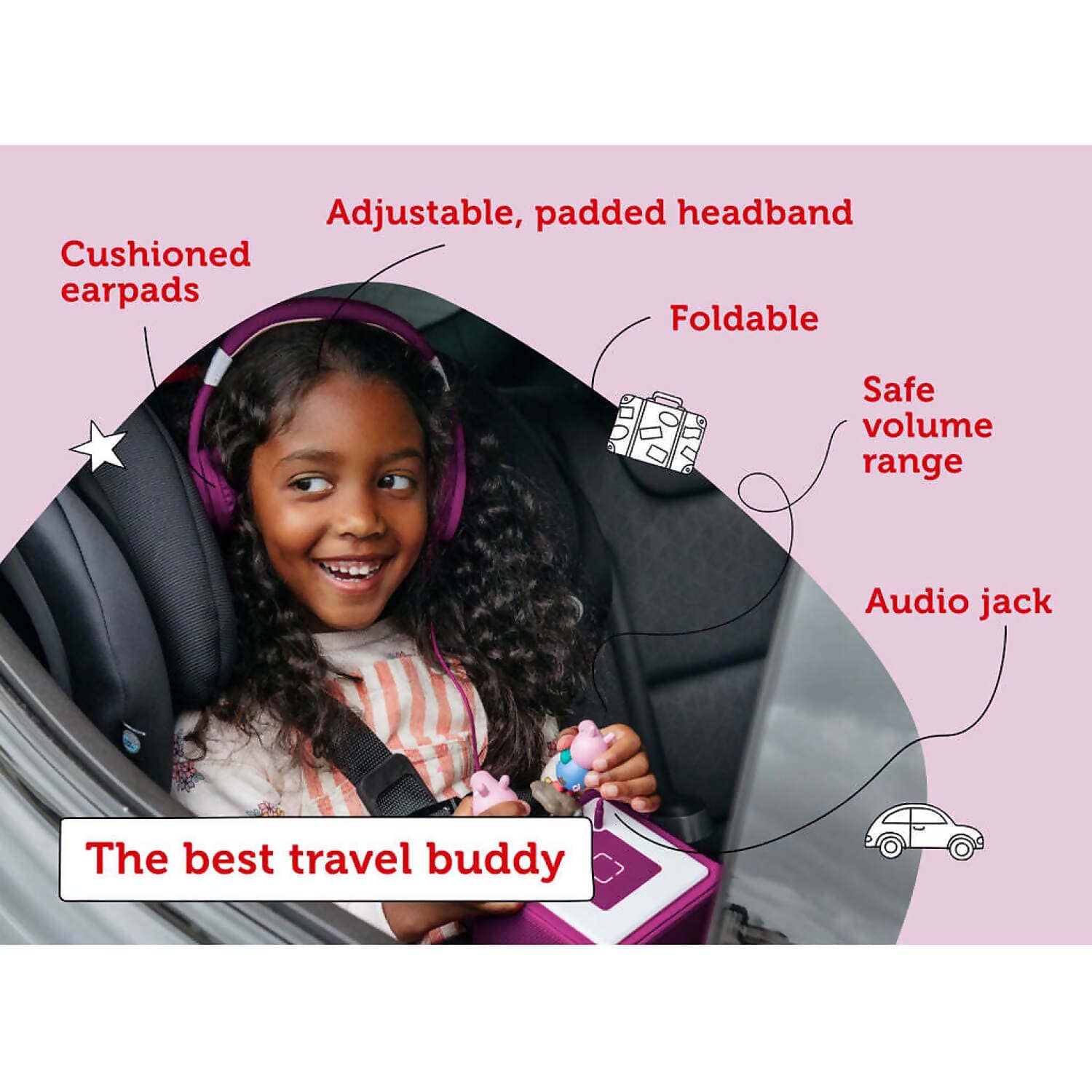Tonies - Purple Foldable Headphones For Kids (Toniebox Not Included)