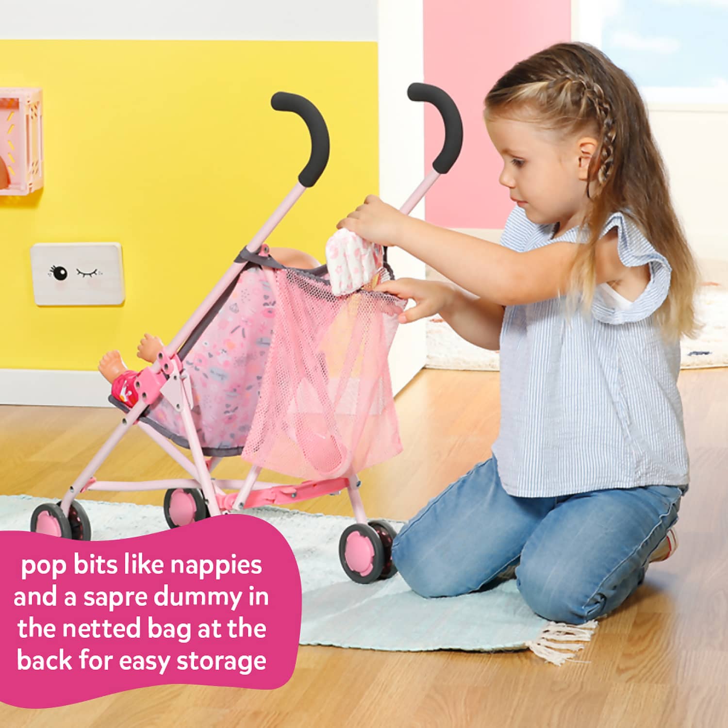 BABY born - Baby Doll Stroller With Bag (doll Not Included)