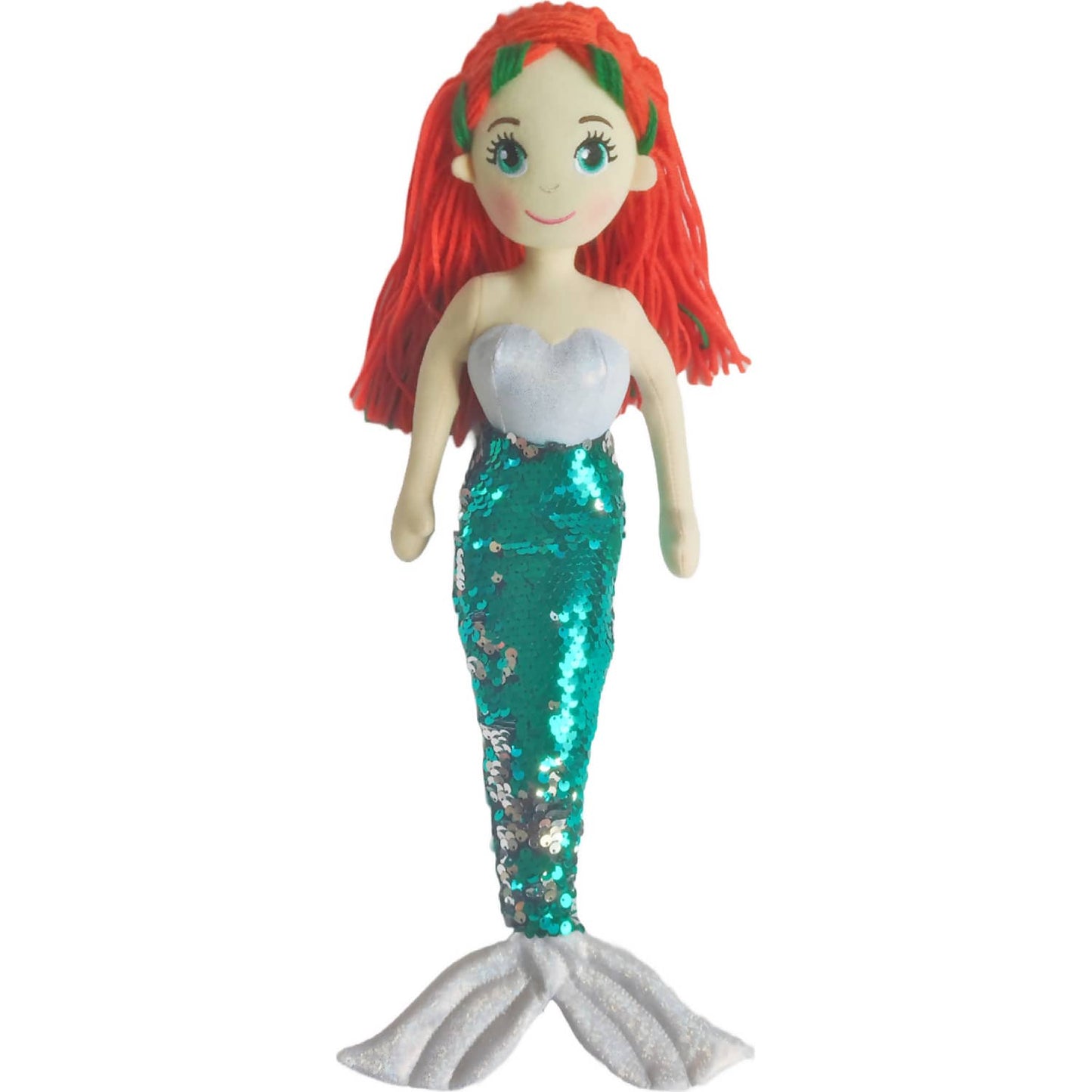 Cotton Candy - Mermaid Faith 45cm Sequined Green/Silver Flip Sequined Tail - Plush