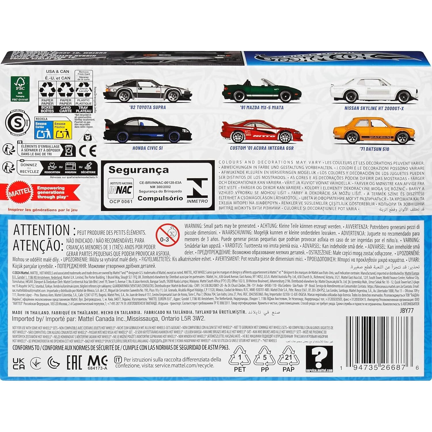 Hot Wheels - Silver Series Set of 6 Japanese Vehicles Multipack - Mattel