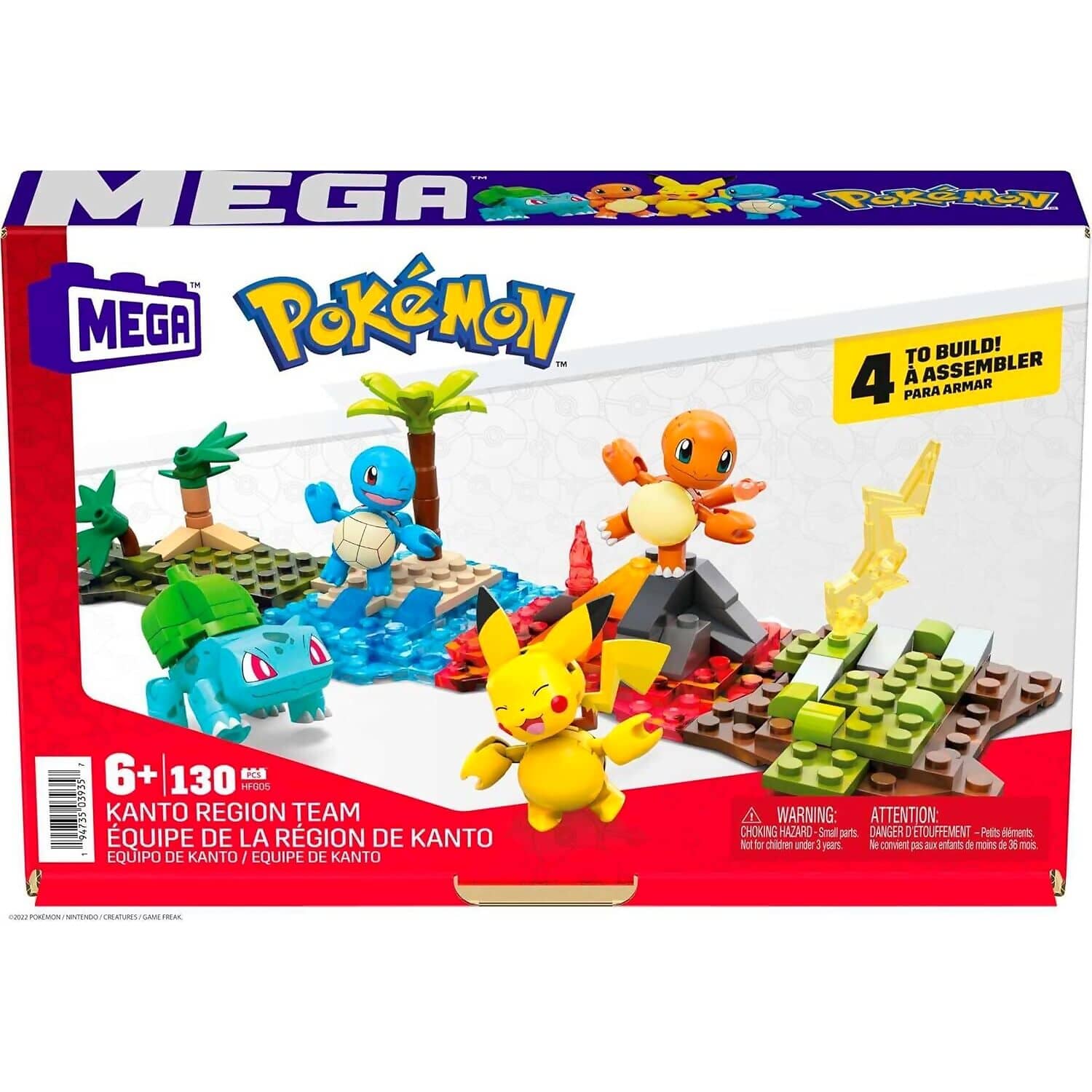 MEGA - Pokemon Building Toy Kit Kanto Region Team With 4 Figures 130 Pieces