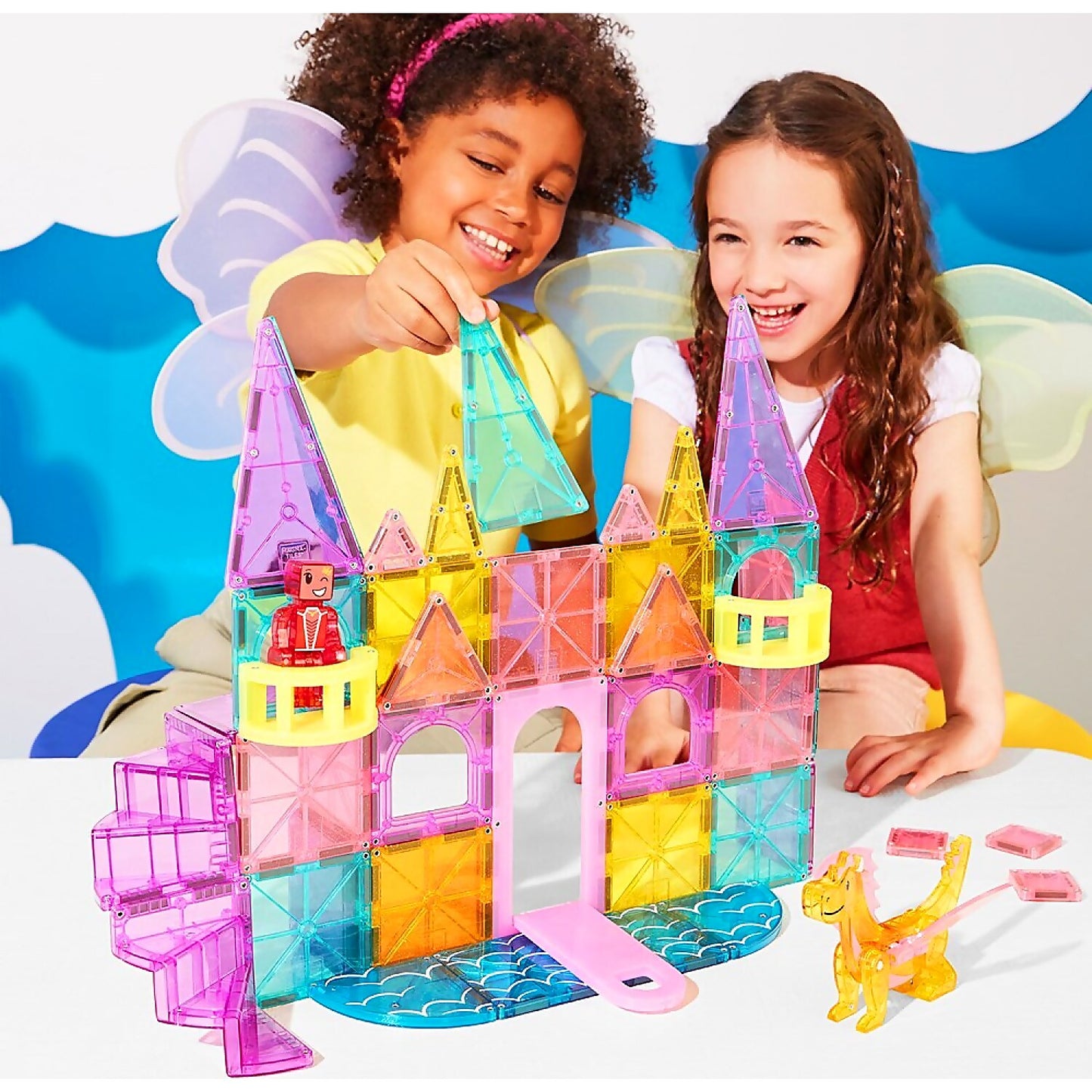 Magna-Tiles - Castle DLX+ MicroMags - 48pce Magnetic Construction Set - Johnco