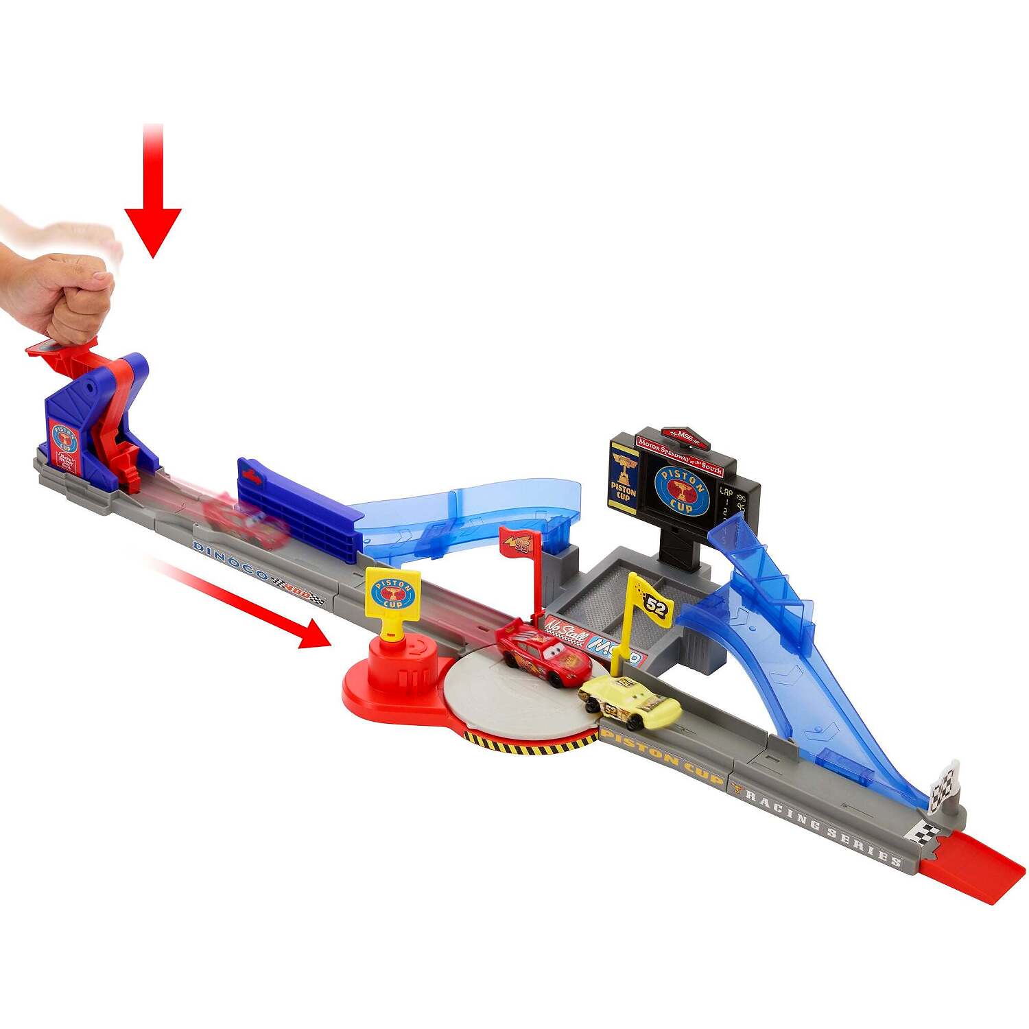 Disney - Pixar - Cars Piston Cup Stunting Speedway Track Playset with Lightning Mcqueen Toy Car - Mattel