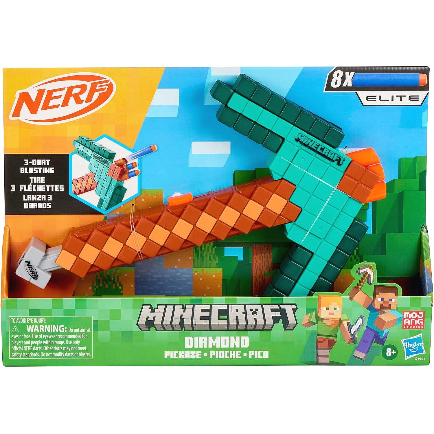 Nerf - Minecraft Diamond Pickaxe Dart Blaster - Hasbro