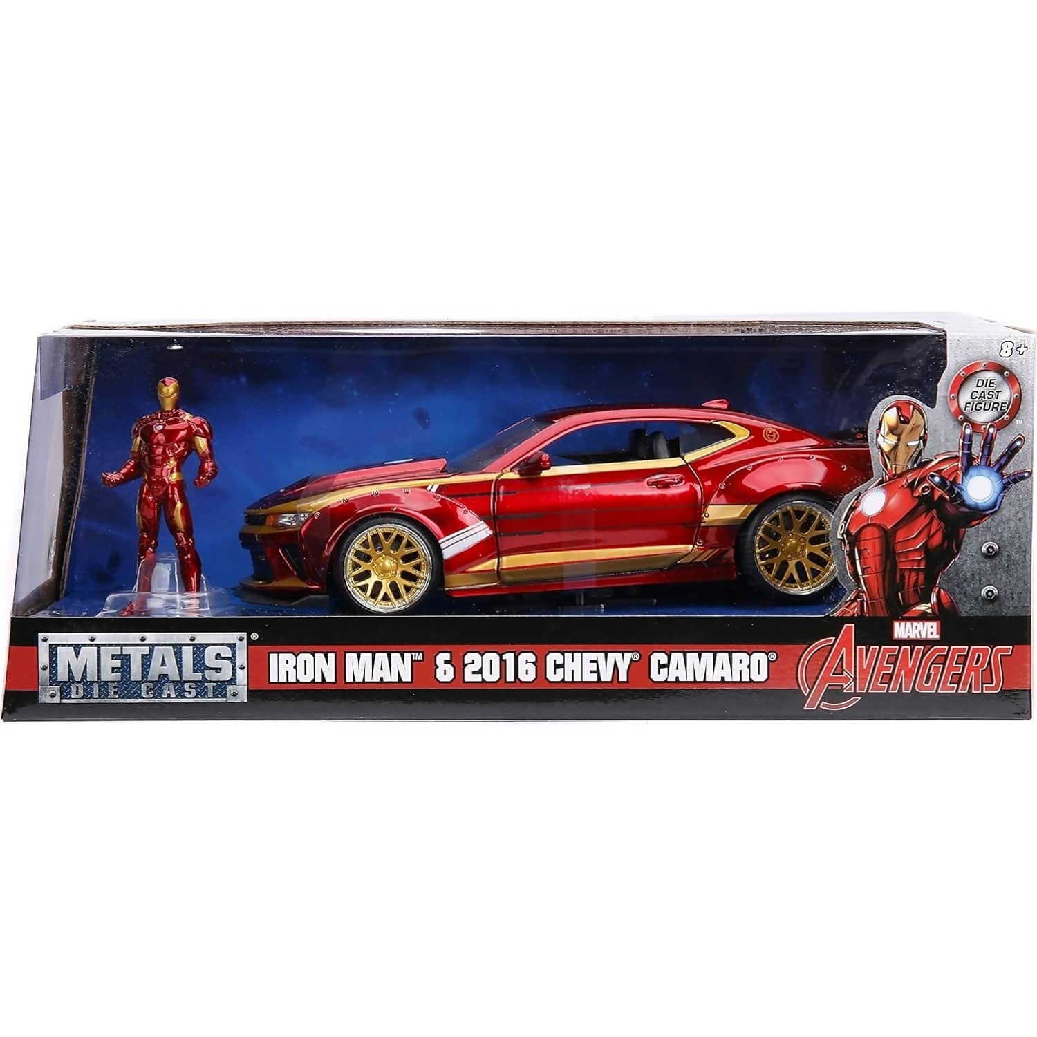 Jada Toys - Marvel Avengers 2016 Chevy Camaro SS with Iron Man 1:24 Scale Diecast Vehicle & Figure Set