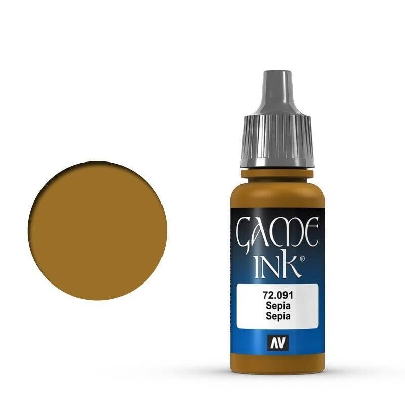 VALLEJO GAME 72091 COLOR INK SEPIA 17ML ACRYLIC PAINT
