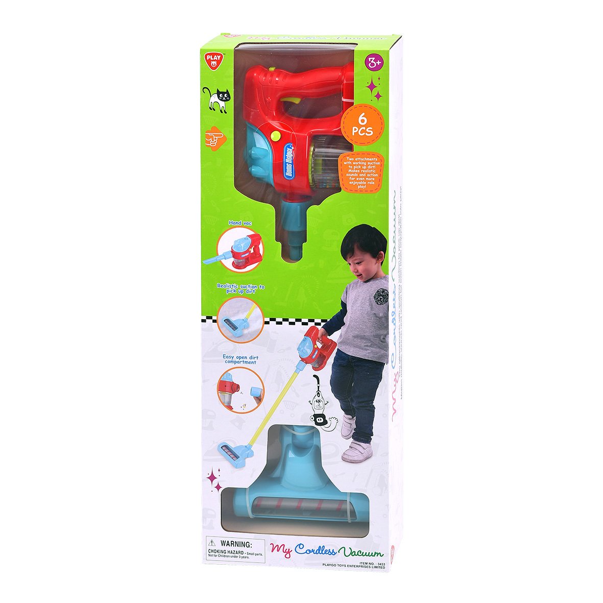 Cordless Toy Stick Vacuum Cleaner 6pc Playgo Toys Ent. Ltd