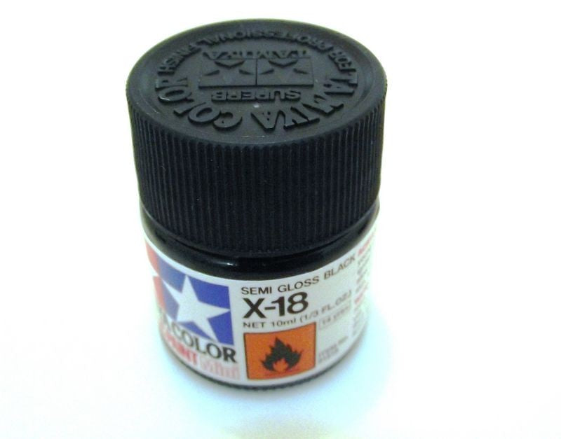 X-18 TAMIYA ACRYLIC PAINT BLACK (SEMI GLOSS) (GLOSS)