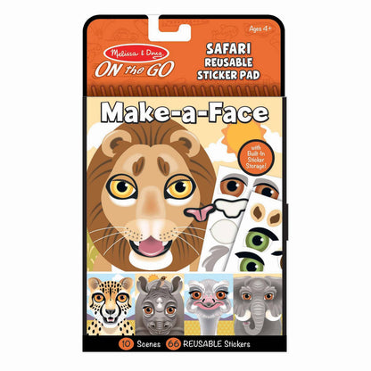 Melissa & Doug - Make-a-face - Safari Reusable Sticker Pad - On The Go Travel
