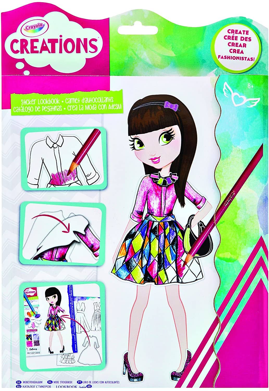 Crayola -  Creations Sticker Look Book Design Fashionable Outfits Includes Stickers Perfect For Aspiring Kid Designers! 30 Pages