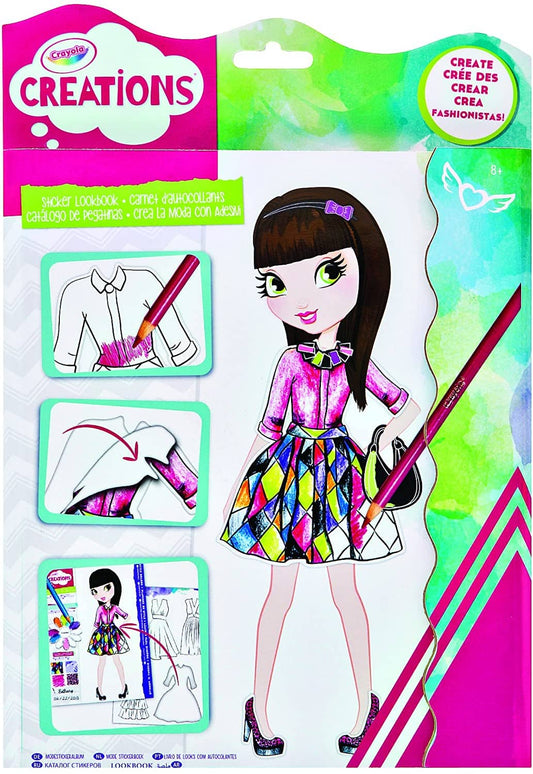 Crayola -  Creations Sticker Look Book Design Fashionable Outfits Includes Stickers Perfect For Aspiring Kid Designers! 30 Pages
