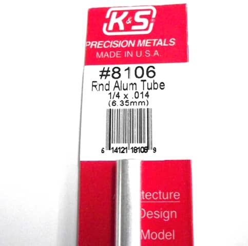K&S METAL ROUND #8106 1:4'OD  ALUMINIUM TUBE 1PC
