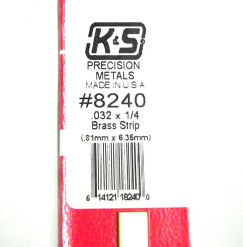 K&S METAL #8240 .032 X 1:4' BRASS STRIP 1PC