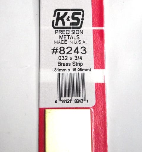 K&S METAL #8243 .032 X 3/4' BRASS STRIP 1PC