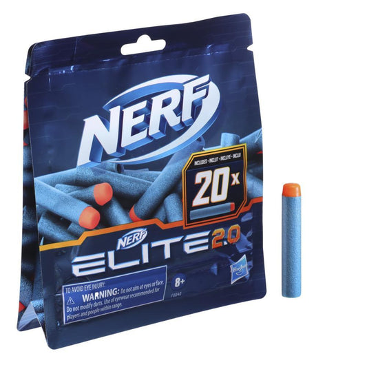 Nerf -  Elite 2.0 20-dart Refill Pack -- Includes 20 Official Nerf Elite 2.0 Darts Compatible With All Nerf Elite Blasters