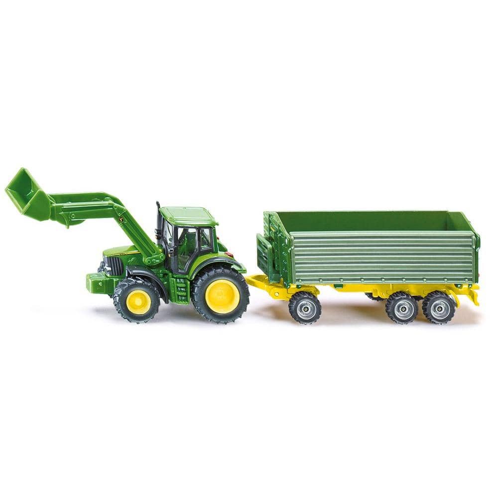 Siku -?John Deere With Front Loader And 3 Axle Tipple Trailer Die-Cast Model