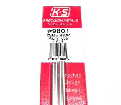 K&S METAL #9801 ALUMINIUM ROUND TUBE 2X300MM 4PCS