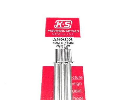 K&S METAL #9803 ALUMINIUM ROUND TUBE 4X300MM 3PCS