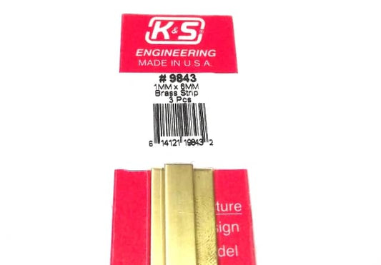 K&S METAL #9843 BRASS STRIP 1X6X300MM 3PCS