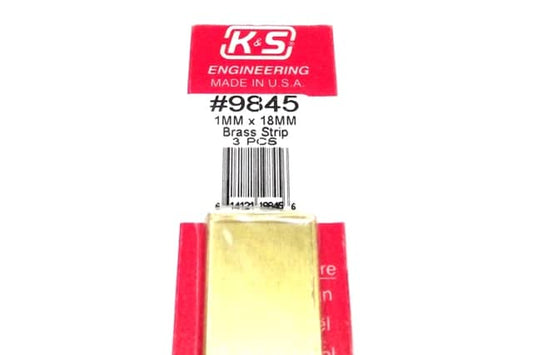 K&S METAL #9845 BRASS STRIP 1X18X300MM 3PCS