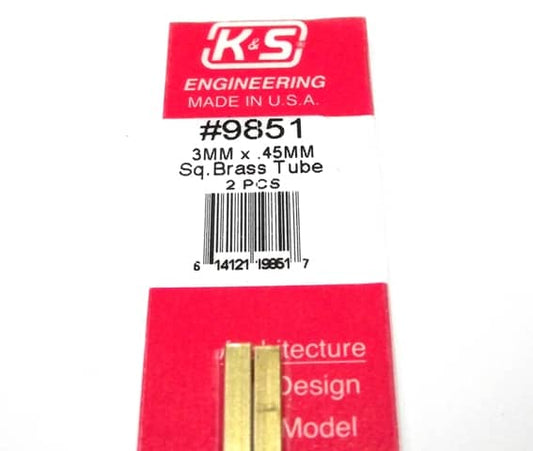 K&S METAL #9851 BRASS SQUARE TUBE 3X300MM 2PCS