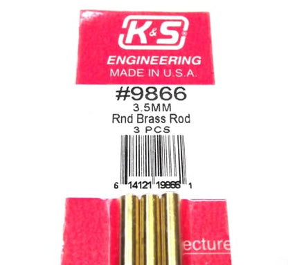 K&S METAL #9866 BRASS ROD 3.5X300MM 3PCS