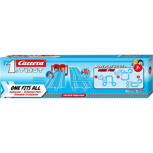 Carrera -  First - Expansion Pack One fits All 1 x straight track 1 x narrow section 4 x supports and flippers to drive through - Slot Car Track Accessories