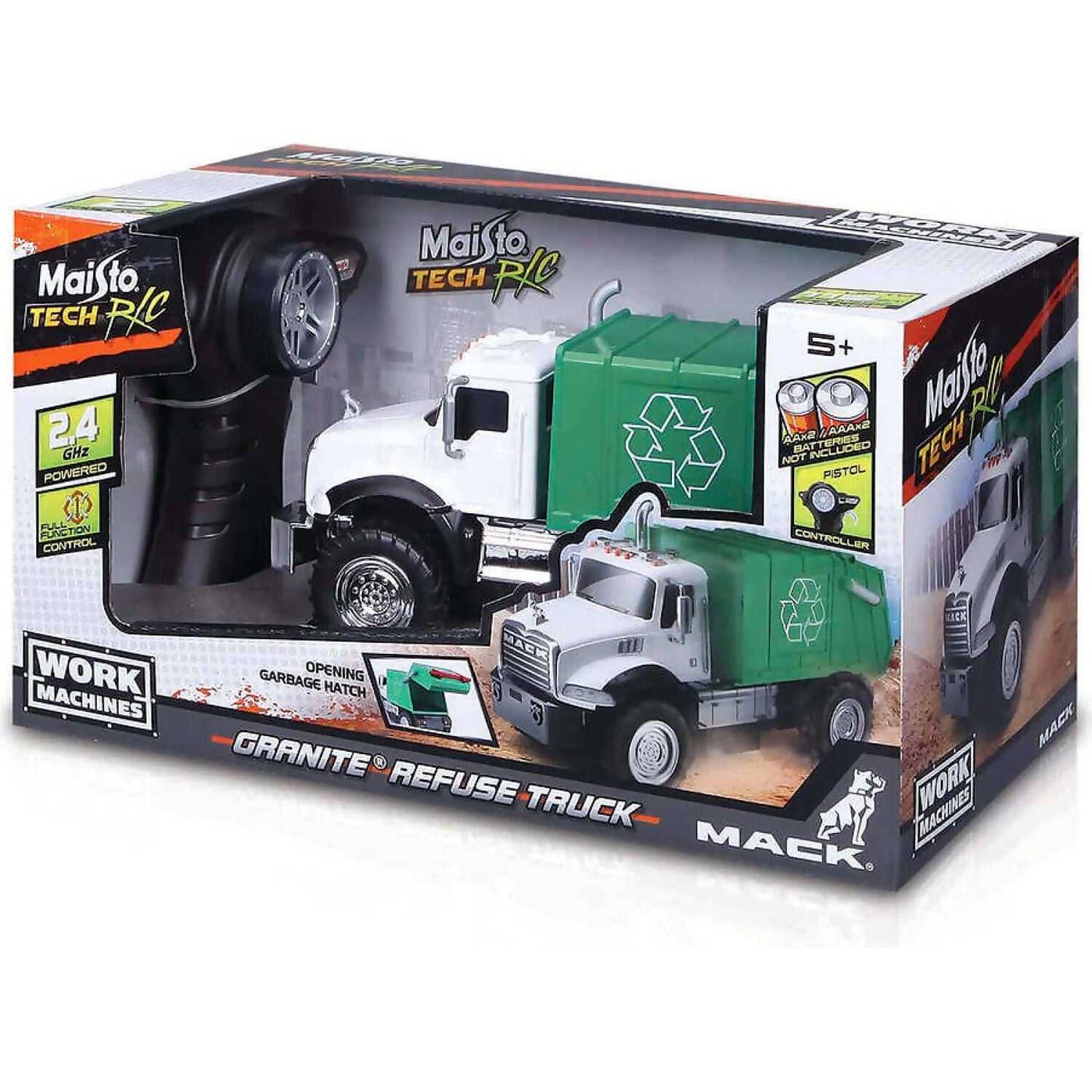 Maisto -  Tech RC Work Machines Mack Granite Refuse Truck 2.4ghz