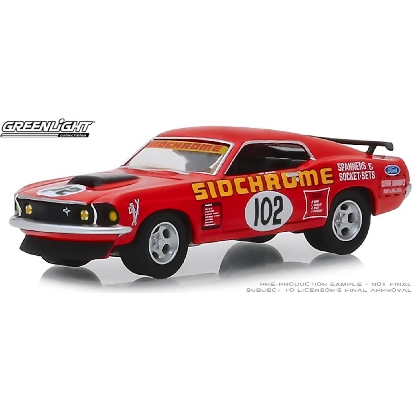 DDA Collectibles -  1:64 Scale - 1969 Ford Mustang Boss 302 #102 Jim Richards Sidchrome Racing - Diecast Model