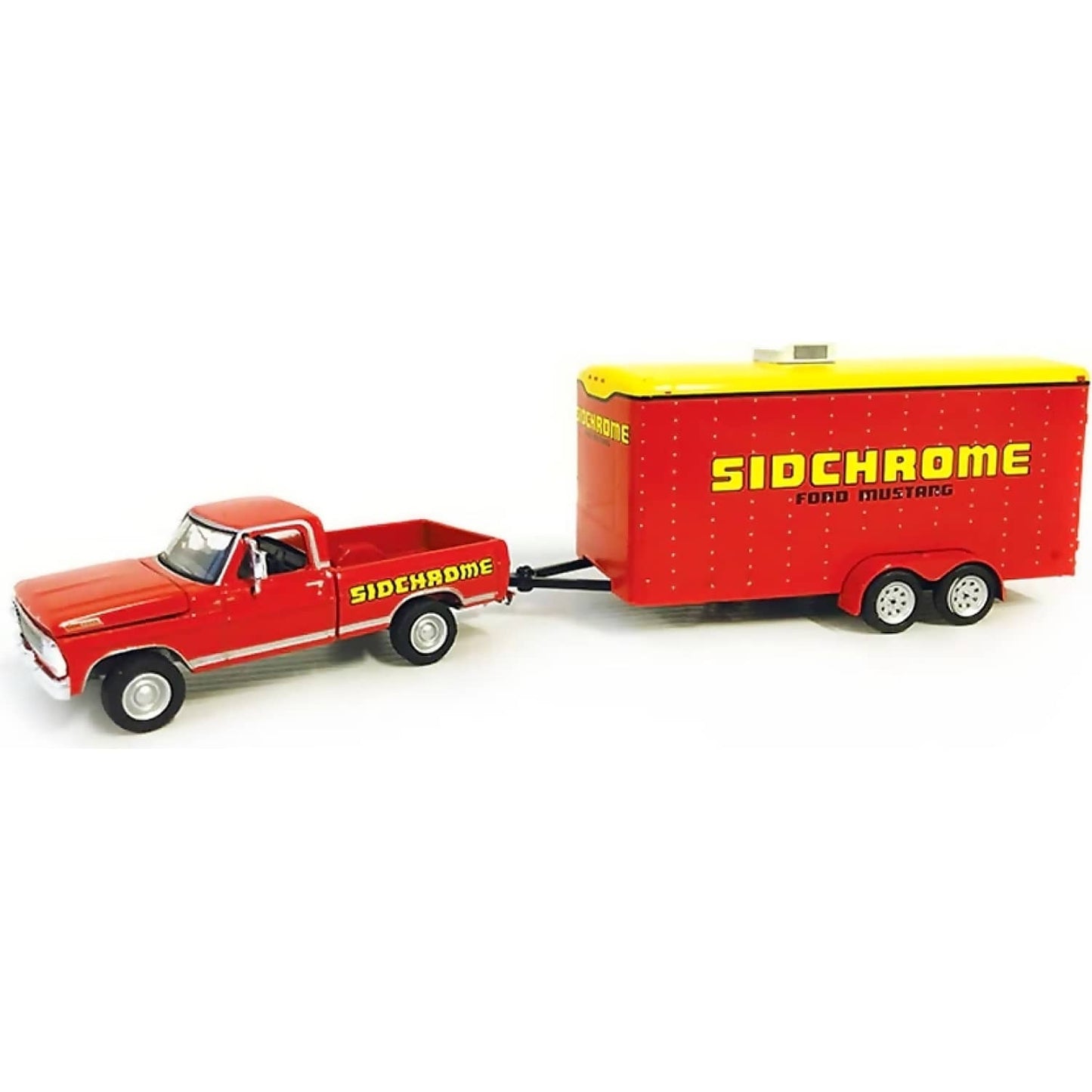 DDA Collectibles -  1:64 Scale - 1967 Ford F-100 Sidchrome with Sidchrome Enclosed Car Hauler - Diecast Model