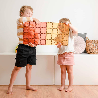 Connetix - Magnetic Tiles Pastel Base Plate Pack Lemon & Peach 2pc