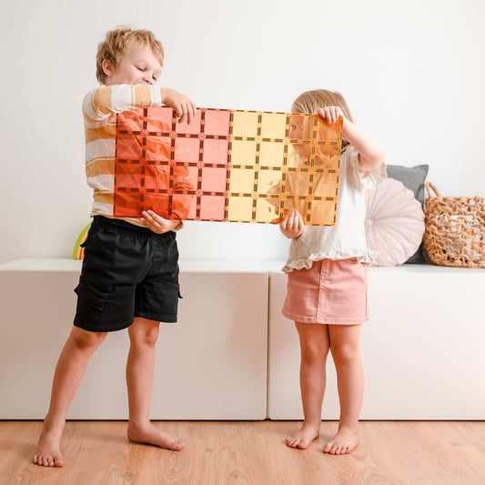 Connetix - Magnetic Tiles Pastel Base Plate Pack Lemon & Peach 2pc