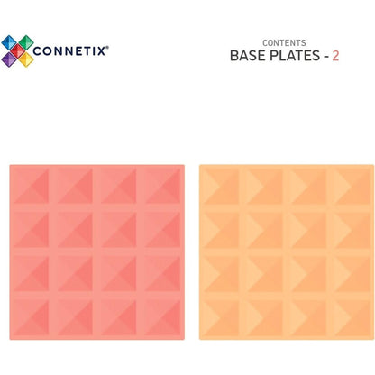 Connetix - Magnetic Tiles Pastel Base Plate Pack Lemon & Peach 2pc