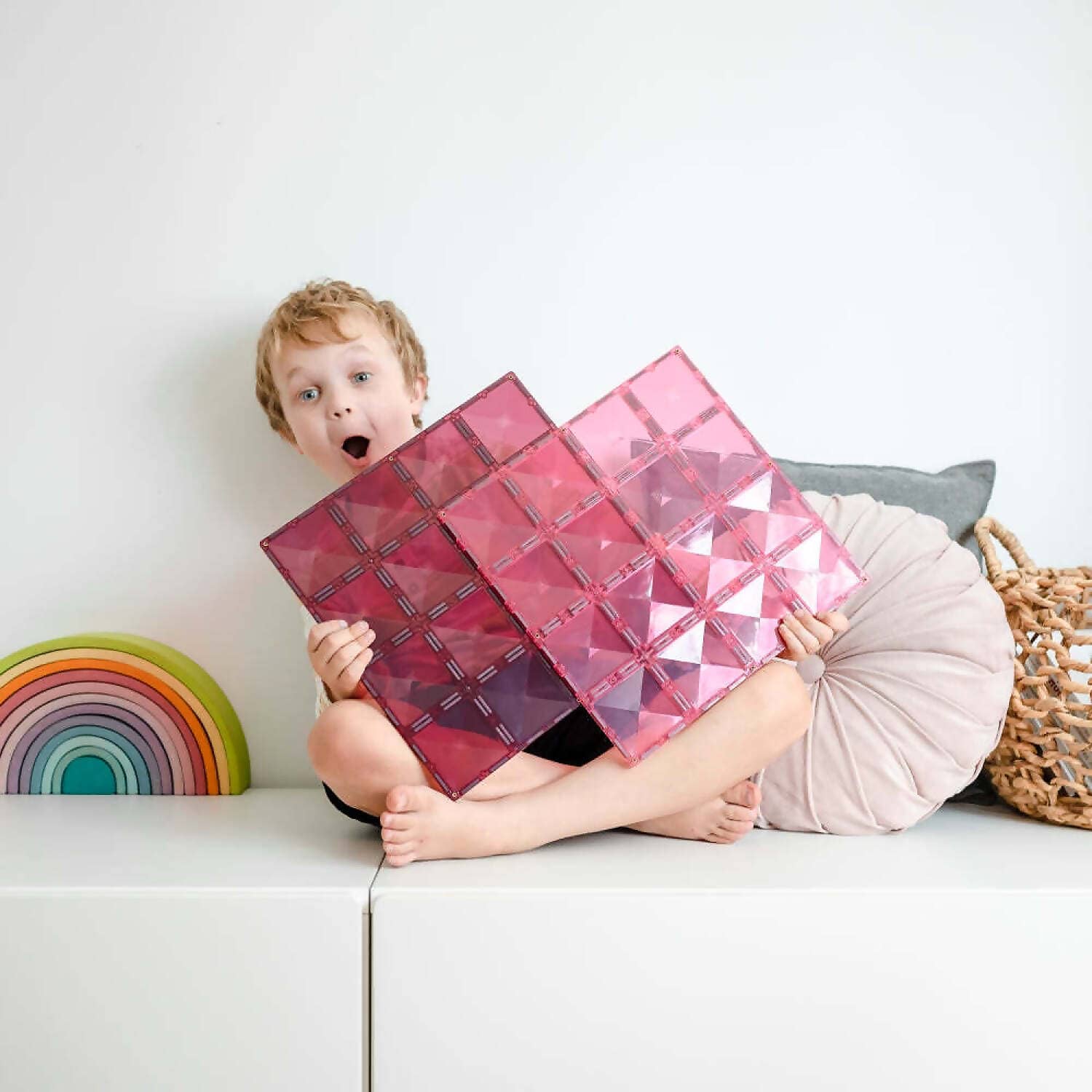 Connetix - Magnetic Tiles Pastel Base Plate Pack Pink & Berry 2pc