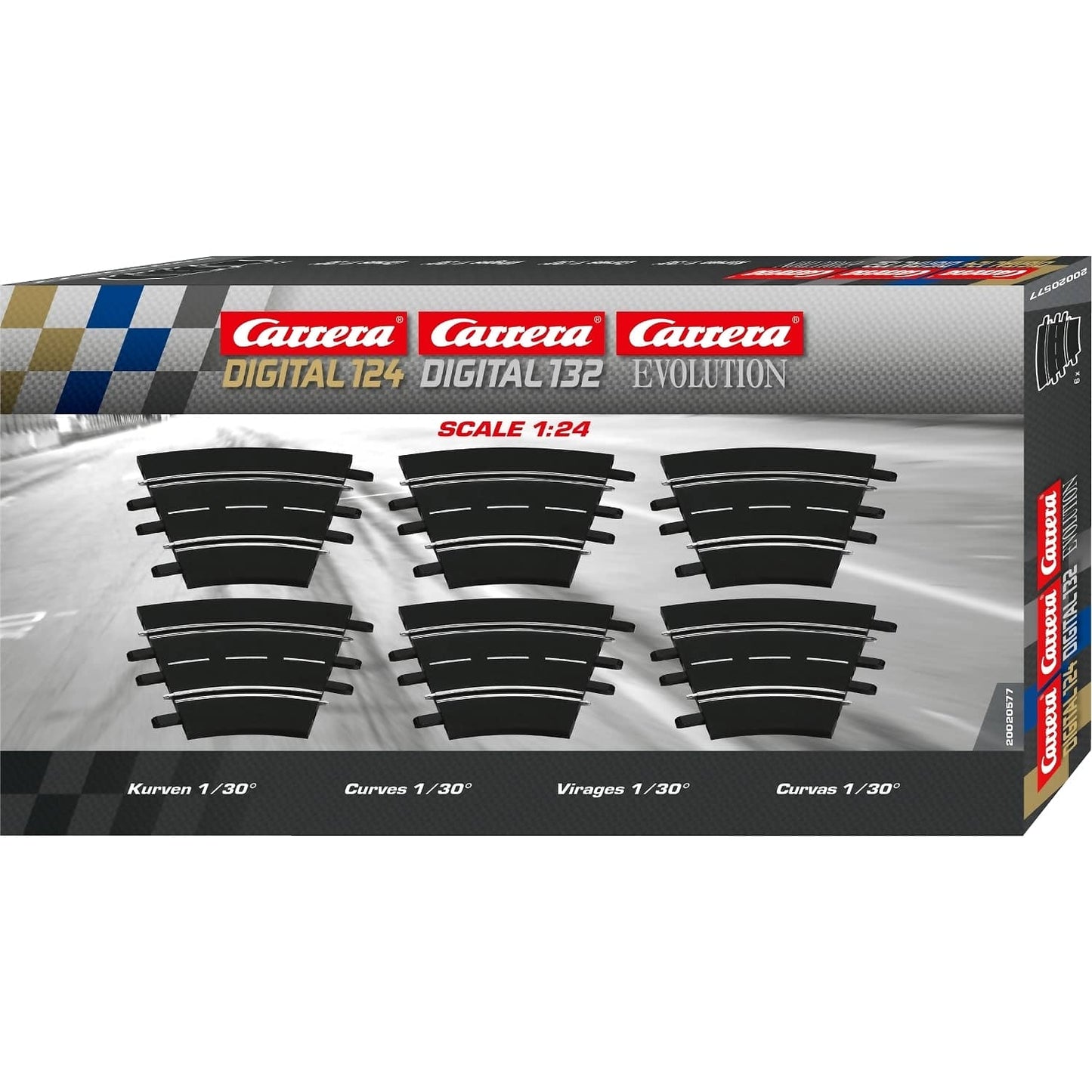 Carrera -  Digital 1:32 Accessories - Curve Track 1/30° 6 x track sections corner set 30 degrees each - Slot Car Track Accessories also Suits 1:24 & Evolution