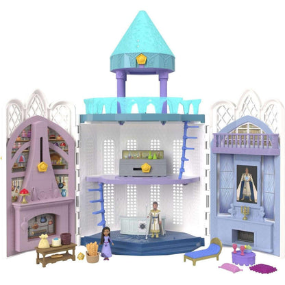 Disney -  Wish - Rosas Castle Dollhouse Playset With 2 Posable Mini Dolls Star Figure 20 Accessories Light-up Projection Dome & More - Mattel
