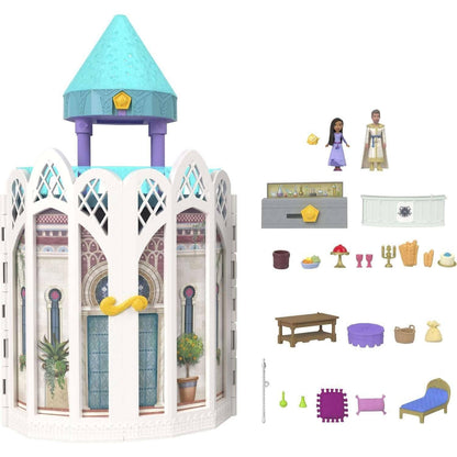Disney -  Wish - Rosas Castle Dollhouse Playset With 2 Posable Mini Dolls Star Figure 20 Accessories Light-up Projection Dome & More - Mattel
