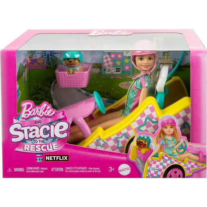 Barbie - Stacie Doll With Go Kart Car With Rolling Wheels Dog Accessories & Sticker Sheet 9-piece - Mattel