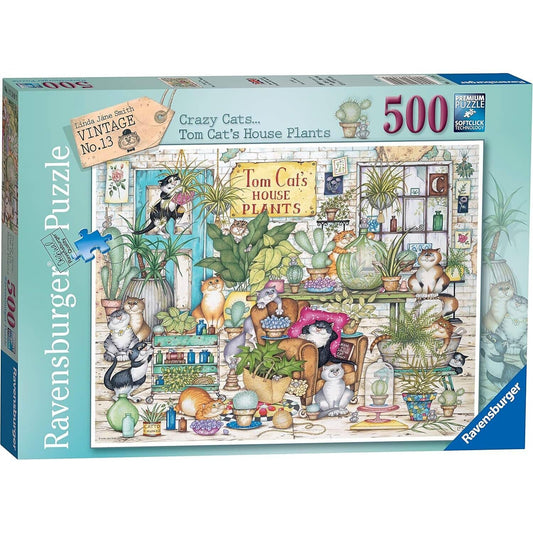 Ravensburger - Crazy Cats Tom Cats House Plants Jigsaw Puzzle 500 Pieces