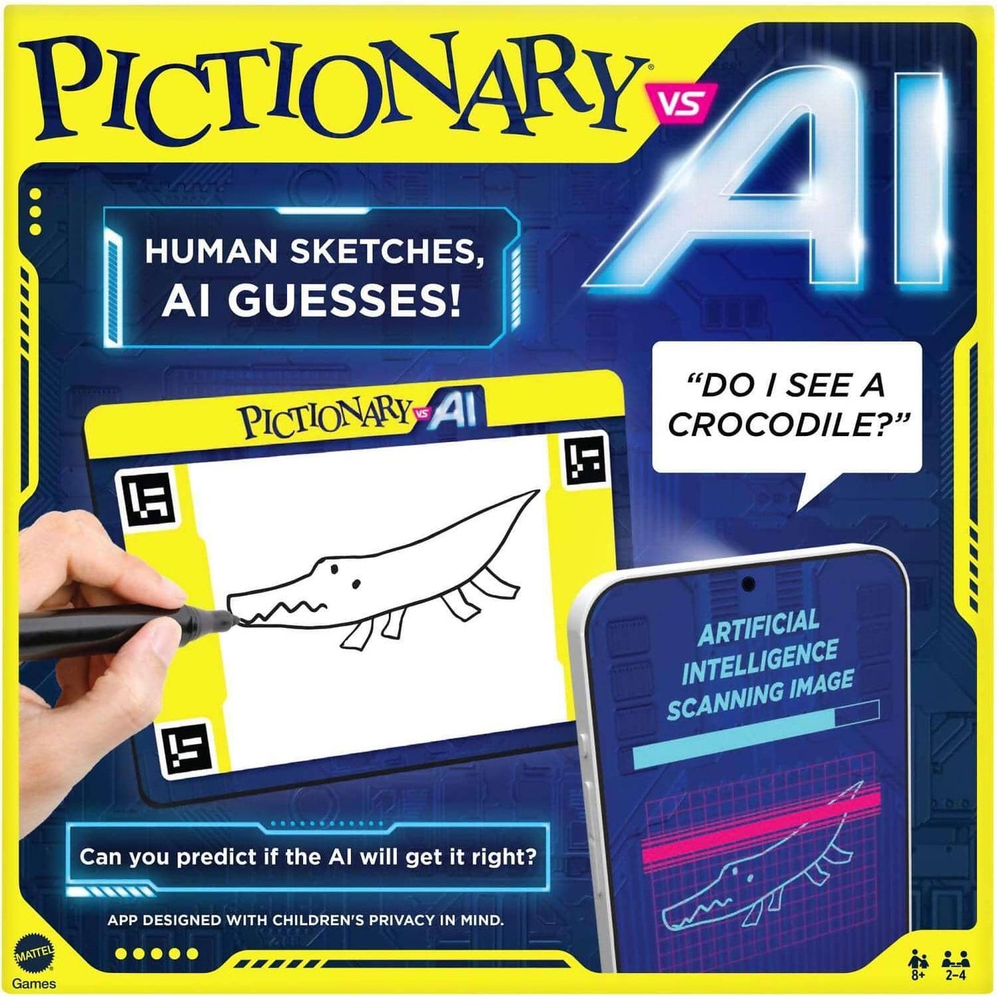 Mattel -  Games - Pictionary Vs. Ai Family Game For Kids And Adults And Game Night Using Artificial Intelligence