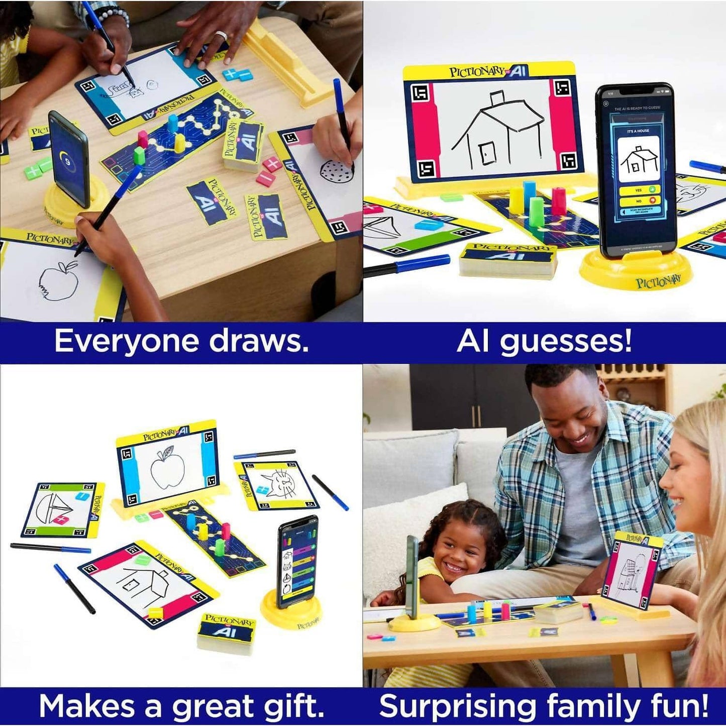 Mattel -  Games - Pictionary Vs. Ai Family Game For Kids And Adults And Game Night Using Artificial Intelligence