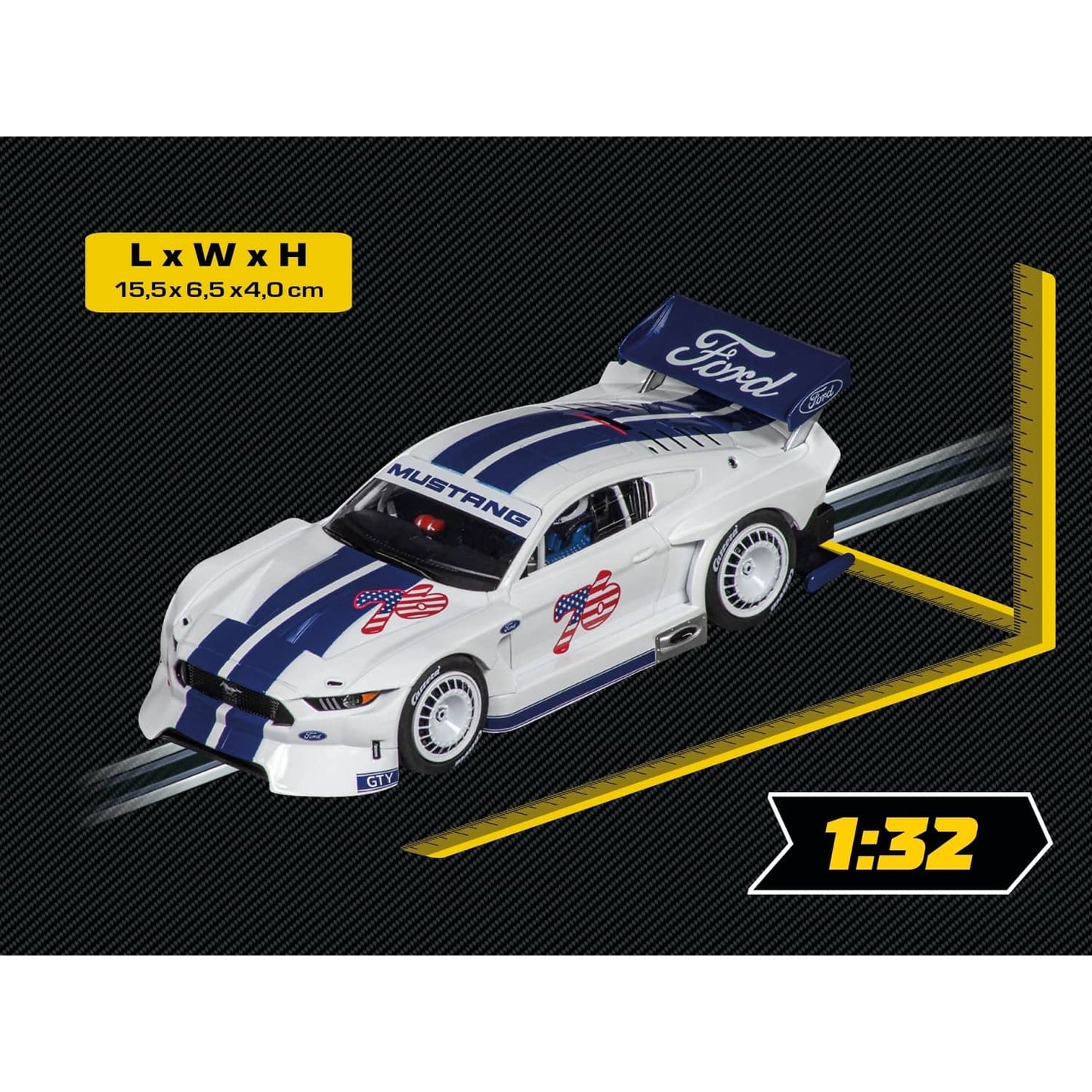 Carrera -  Evolution 1:32 - Ford Mustang GTY No.76 - Slot Car Also Suits Scalextric