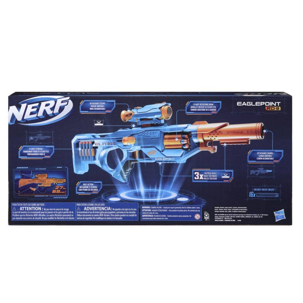 Nerf -  Elite 2.0 Eaglepoint Rd-8 Blaster - 8-dart Drum Detachable Scope And Barrel 16 Nerf Darts Bolt Action  Hasbro