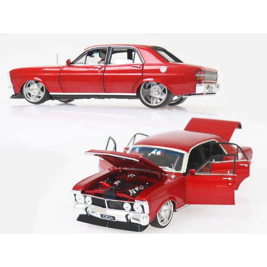 DDA Collectibles -  1:24 Scale - Candy Red XY Ford Falcon Custom with Super Charged Barra Engine - Diecast Model