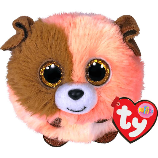 Ty - Beanie Balls Puffies - Mandarin The Orange And Brown Dog