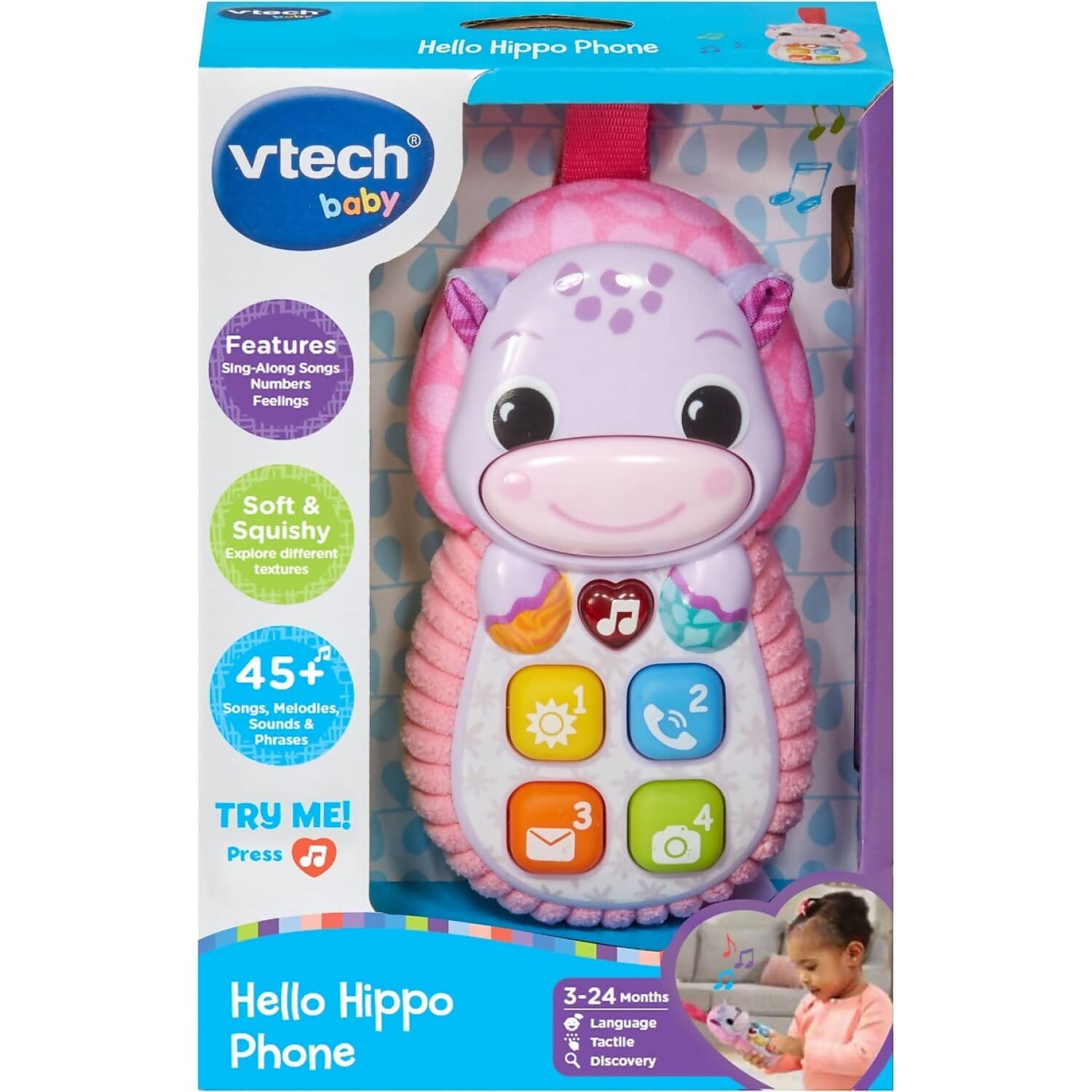 Vtech - Hello Hippo Phone Pink – Toys and Hobbys Australia