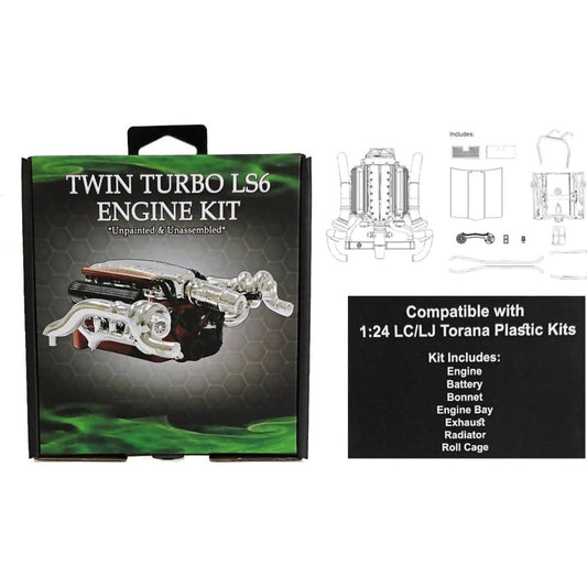 DDA Collectibles -  1:24 Scale - LC & LJ Twin Turbo LS6 Torana Engine Plastic Kit - Diecast Model Accessory